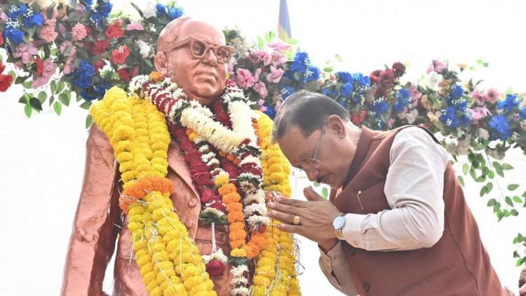 मुख्यमंत्री श्री विष्णुदेव साय ने संविधान दिवस के अवसर पर डॉ. भीमराव अंबेडकर की प्रतिमा पर माल्यार्पण कर किया.